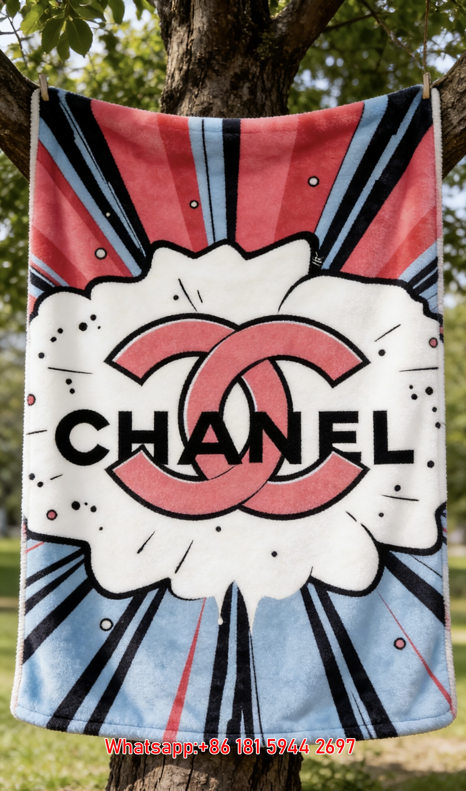 Chanel Pink Pop Art Comic Burst Flannel Sofa Throw Blanket Chanel Pink Pop Art Comic Burst Flannel Sofa Throw Blanket